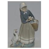 Lladro Spain Porcelain Shepherdess w/ Ducks