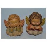 (2) Vtg Anri Italy Ferrandiz Carved Smirking Angel