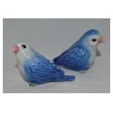 (2) Vtg Franz Porcelain Blue Parrot/Canary Bird