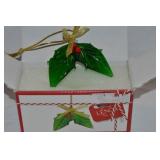 Lenox Art Glass Holly Ornament 3.5" 89066I