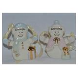 Pair Lenox Porcelain Grandma & Grandpa Snowman