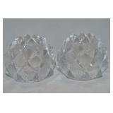 Pair Orrefors Sweden Crystal Artichoke Candle