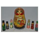 Vtg Carved & Painted Wooden Russian Signed