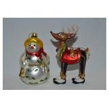 (2) Blown Glass Christmas Ornaments: Partylite