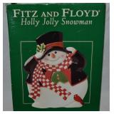 Fitz & Floyd Holly Jolly Snowman Canape Plate