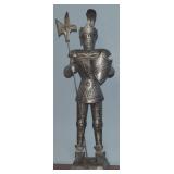 Contempo Silvertone Metal Knight Statue 30t x 9x7