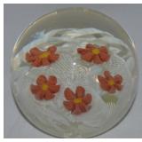 Vtg Murano Italy Latticino Ribbon & Flower Glass