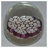 Vtg Murano Italy Millefiori Cane Glass Paperweight