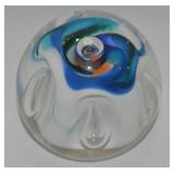 Rollin Karg Signed Studio Art Glass Paperweight