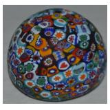 Vtg Murano Italy Millefiori Cane Glass Paperweight