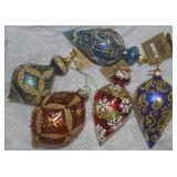 (5) Pier 1 Imports Blown Glass Christmas Ornaments