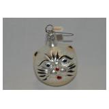 Vtg Poland Blown Art Glass Kitten Cat Ornament