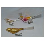 (3) Vtg Blown Glass Tree Hanger Bird Ornaments