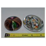 (2) Vintage Small Studio Art Glass Paperweights