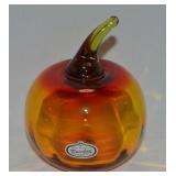 MCM Rainbow Tangerine Art Glass Apple Paperweight