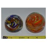 (2) Vintage Chinese Art Glass Paperweights