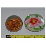 (2) Vintage Small Chinese Art Glass Paperweights
