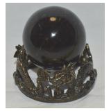 Labradorite Crystal Sphere w/Brass Dragon Motif