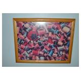 Framed Under Glass Thread Spool Puzzle 26.5 x 20.5