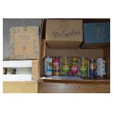 Bankers Box w/ Magic Trick Sets + Misc Candles