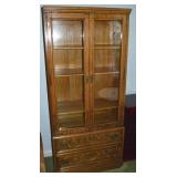 Antique Carved Oak Double Doored & 2 Drawer
