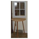 3 Legged Accent Table + Faux Window Wall Mirror