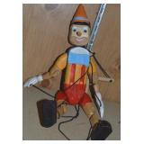 Vtg Handpainted Wooden Pinocchio Marionette 16.5"