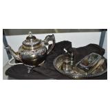 Vtg Oneida SP Tray, Candle Holders, Covered