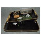 (2) Vintage Lacquered Serving Trays + Keepsake