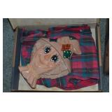Vtg Ceramic Scarecrow 12.5L + Plaid Shirt Decor