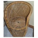 Vtg Woven Rattan Barrrel Back Small Chair/Seat