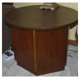 MCM Teak w/ Mismatched Formica Top Round End