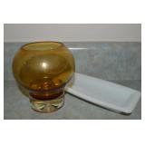 Vintage Amber to Clear Glass Votive Holder + Milk