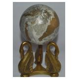 Vintage Brass 3 Swan Base w/ Celestial-style Ball