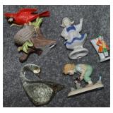 Figurines Lot w/ Cardinal, Art Glass Bird, Coca