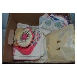 Bankers Box w/ Doilies, Handkerchiefs +