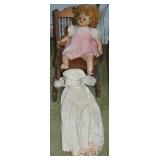 Vtg Wooden Folding Doll Rocking Chair w/ Compo