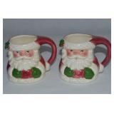 (2) Vtg Otagiri Mark Alvin Ceramic Santa Mugs 4t
