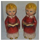 Pair Vintage Japan Resin Choir Boy Figures 8.75t