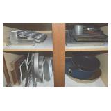Kitchen Cupboard Contents Lot: Bakeware + Pots