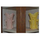 (2) Vtg McCoy USA Art Pottery Double Handled Vase