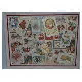 Framed Collage of Christmas Post Cards w/ Backing