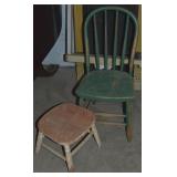 Antique Spindle Back Green Child