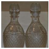 (2) Vtg Princess House Pressed Glass Decanters