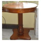 Modern Carved Wood High Top Pedestal/Pillar Table