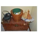 Home Decor lot w/ Woven Hinged Lid Trunk (some