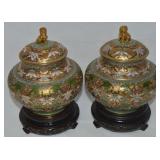Vtg Chinese Cloisonne & Brass Foo Dog Finial Tea