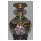 Vtg Chinese Cloisonne on Brass w/ Orange 5 7/8t