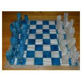 Vtg Herrera Montiel Mexico Carved Blue & White