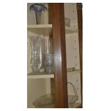Kitchen Cupboard Contents Lot: Clear Glass + Blue